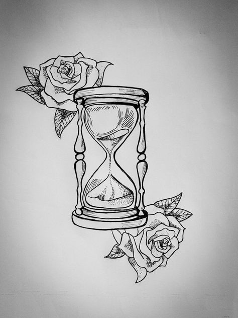 Hourglass Tattoo Feminine, Stencil Tattoos, Jam Pasir, Anchor Drawings, Wrist Tattoo Ideas, Watch Drawing, Hourglass Tattoo, Ear Tattoo Ideas, Hand Tattoos For Girls