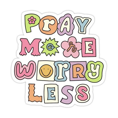 Decorate laptops, Hydro Flasks, cars and more with removable kiss-cut, vinyl decal stickers. Glossy, matte, and transparent options in various sizes. Super durable and water-resistant. Follow on instagram @kaley.studios for sticker updates and more! Pray More Worry Less, Pray More, God Sticker, Journaling Stickers, Christian Stickers, Worry Less, Follow On Instagram, Bible Verses Quotes Inspirational, Stickers For Sale