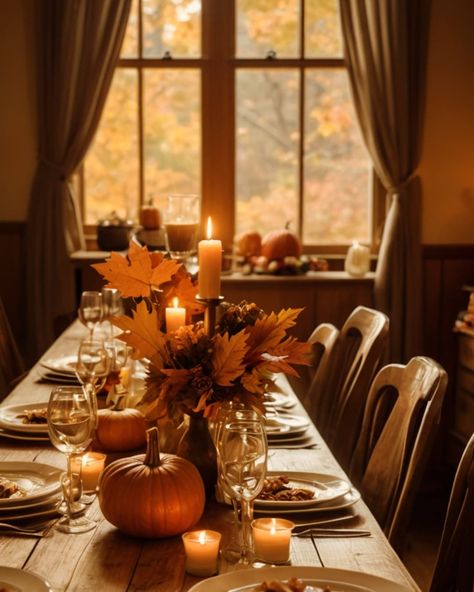 Step into the warmth of a Thanksgiving gathering where every detail tells a story. The golden glow of candles, the scent of roasted turkey, and the soft rustle of autumn leaves outside create a haven of gratitude and connection. This table isn’t just set for a meal; it’s set for memories, laughter, and love. 🍂 What’s your favorite Thanksgiving tradition or dish? Let’s celebrate together—drop it in the comments! #thanksgivingtable #diningroom #autumn #inviting #thanksgiving #seasonofgratitud... Thanksgiving Tradition, Thanksgiving Aesthetic, Thanksgiving Gathering, Thanksgiving Traditions, Golden Glow, Roasted Turkey, Thanksgiving Table, Autumn Leaves, The Golden