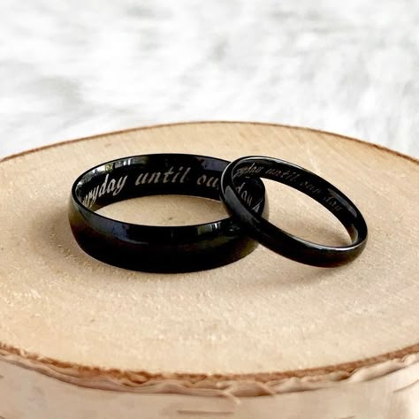 Minimal Couple, Black Wedding Ring Sets, Couple Promise Rings, Promise Ring For Him, Black Tungsten Carbide Ring, Black Titanium Ring, Promise Rings For Him, His Ring, Purity Ring