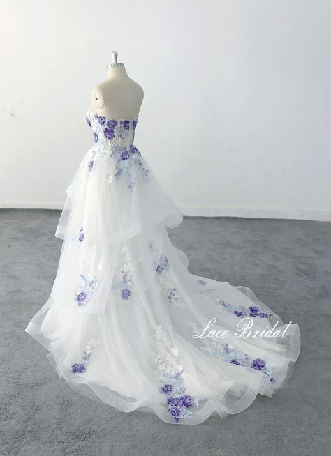 Light Purple Wedding Dress, Wedding Dress Colorful, Lavender Wedding Dress, Butterfly Wedding Dress, Colorful Wedding Dress, Light Purple Wedding, Strap Wedding Dress, Rainbow Wedding Dress, Ombre Wedding Dress