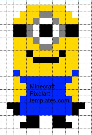 Minecraft Pixel Art Templates Minecraft Pixel Art Templates, Minion Crochet Patterns, Post It Art, Minion Pattern, Image Pixel Art, Pixel Art Minecraft, Minion 2, Amigurumi Giraffe, Modele Pixel Art