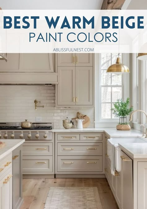 Best Warm Beige Paint Colors | A Blissful Nest Driftscape Tan By Benjamin Moore, Bromley Taupe Paint, Light Brown Cabinets Kitchen Paint Colors, Beige Cabinet Paint Colors, Alabaster With Accessible Beige, Kitchen And Living Room Color Schemes, Fresco Cream Sherwin Williams, Beige Kitchen Cabinet Paint Colors, Sand Colored Cabinets