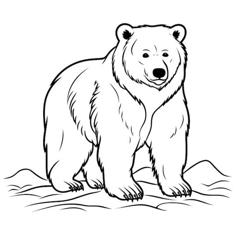 صفحه رنگ آمیزی خرس برای کودکان | Premium Vector #Freepik #vector #white-bear #bear-drawing #polar-bear #brown-bear Bear Face Drawing, Coloring Pages Fall, Bear Coloring Page, Polar Bear Drawing, Bear Sketch, Sister Bear, Animal Outline, Bear Vector, Gloomy Bear