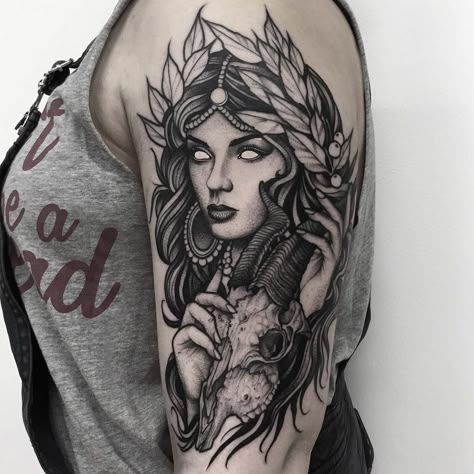 T H O M A S B A T E S on Instagram: “Gothic goddess for Sadie. Thank you for the great convo and for sitting so well 🤘🏻 #tattoo #fineline #etching #blackandgrey #tattoos…” Aphrodite Goddess Tattoo, Greek Goddess Tattoo, Artemis Tattoo, Aphrodite Tattoo, Female Warrior Tattoo, Small Wave Tattoo, Mother Nature Tattoos, Greek Mythology Tattoos, God Tattoos