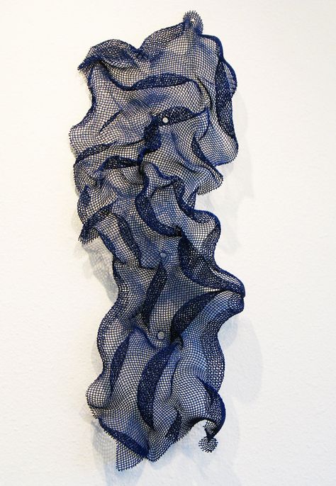 Human Scale Studio; Cobalt Blue Abstract Wire Mesh Wall Art Wire Mesh Art, Wire Mesh Wall, Boro Textiles, Human Scale, Japanese Boro, Group Project, Conceptual Fashion, Metal Artwork Wall, Picture Art