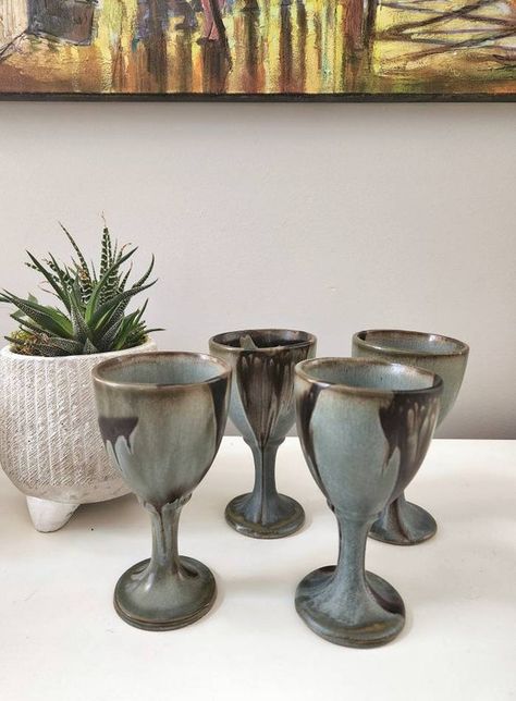 Pottery Wine Cups, Canada Pictures, Mountain Pottery, Large Planters, Wine Goblets, Wine Cups, Blue Mountain, Art Pottery, Ceramic Pottery