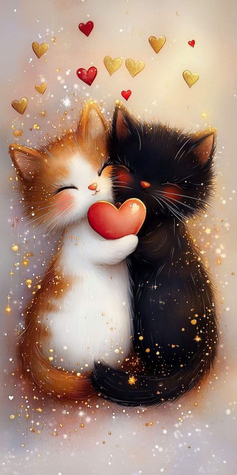 Cats Couple Wallpaper, Cat Phone Wallpaper, Wild Animals Pictures, Cute Cat Wallpaper, Cute Animal Clipart, Black Cat Art, Cat Character, Cute Baby Cats, Cat Wallpaper