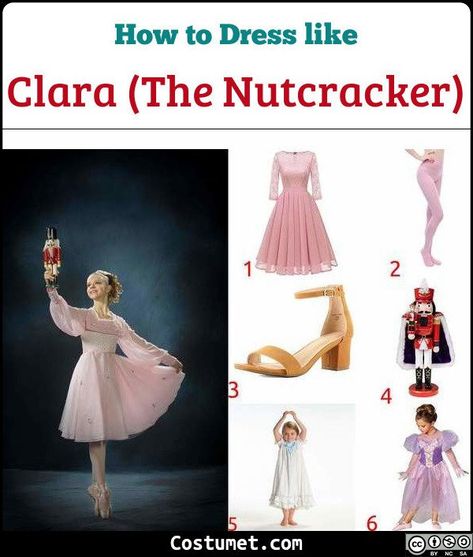 Clara from The Nutcracker costume is a pink night dress with matching pink ballerina flats. She carries a nutcracker toy.           #TheNutcracker #movies #female #teen #Christmas #TheNutcracker #ballet Clara Nutcracker Halloween Costume, Nutcracker Ballerina Costume, Clara From The Nutcracker, Nutcracker Halloween Costume, Nutcracker Ballet Outfit Ideas, Pink Night Dress, Clara The Nutcracker, Sugar Plum Fairy Costume, Clara Nutcracker Costume