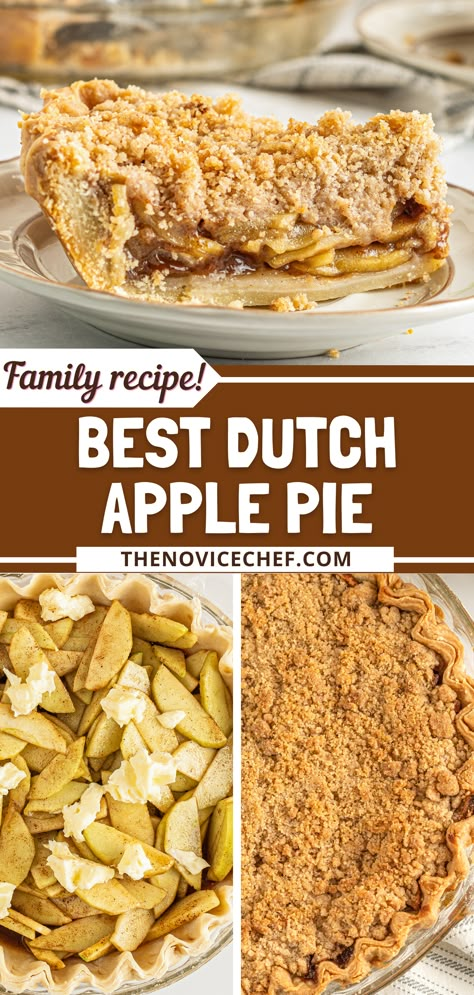 This homemade Dutch Apple Pie is the perfect dessert for autumn. It’s moist, perfectly tart, has just the right amount of spice, and is piled high with a gorgeous brown sugar crumb topping! Dutch Apple Pie Topping, Dutch Apple Pie Recipe, Apple Crumble Pie, Homemade Apple Pie Filling, Crumble Pie, Dutch Apple Pie, Homemade Apple Pie, Classic Apple Pie, Shugary Sweets