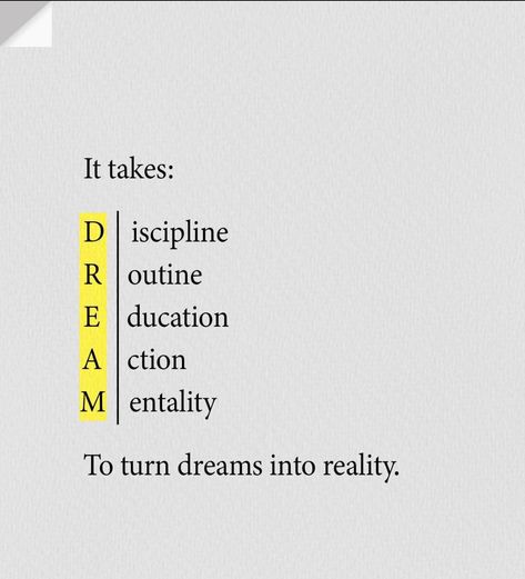 "✨ It takes Discipline, Routine, Education, Action, and Mentality to turn dreams into reality. 🌟 👉 Follow me for daily motivation and practical tips to help you achieve your dreams! Let's grow together. 🌱✨ #DreamsIntoReality #Discipline #Routine #Education #Action #Mindset #GrowthJourney #StayMotivated #Inspiration #followformore Discipline Routine, Routine Quotes, Action Quotes, Unknown Facts, Achieve Your Dreams, Goal Quotes, Dreams Into Reality, Knowledge Quotes, Philosophy Quotes