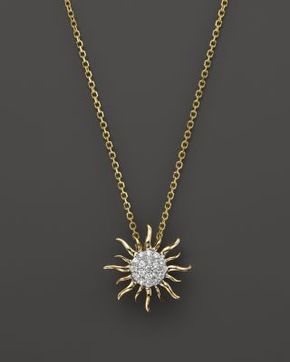 BLOOMINGDALE'S DIAMOND SUN PENDANT NECKLACE IN 14K YELLOW GOLD, .10 CT. T.W. - 100% EXCLUSIVE. #bloomingdales #