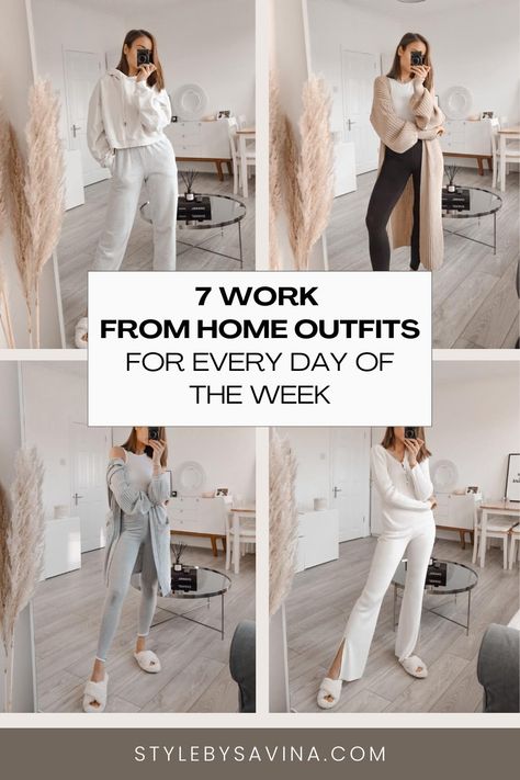 work from home outfits Stay At Home Comfy Outfits, House Work Outfit, Elevated Work From Home Outfit, Womens Work From Home Outfits, Casual Outfits At Home, Classy Home Outfit, Comfy Wfh Outfits, Chic At Home Outfits, Cozy Wfh Outfit