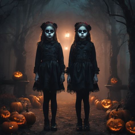 Scary Twin Costumes, Evil Twins Costume, Creepy Twins Costumes, Duo Halloween Costumes Scary, Creepy Twins, Brother Sister Halloween Costumes, Sister Halloween Costumes, Twin Costumes, Costumes 2024