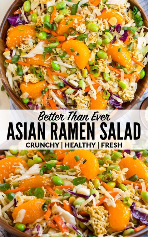 Asian Ramen Salad, Cabbage Coleslaw, Asian Ramen, Pasti Fit, Ramen Salad, Ramen Noodle Salad, Asian Rice, Healthy Version, Mandarin Oranges