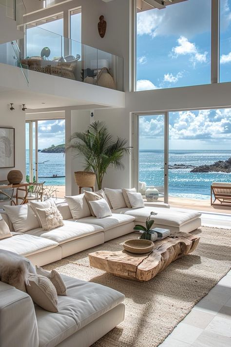 15 Aesthetic Fashionable Coastal Dwelling Room Concepts - Beautiful Harbor- #aesthetic #Coastal #Harbor #Ideas #living #Lovely #Modern #Room Check more at https://howcandothis.com/homedecoration/15-aesthetic-fashionable-coastal-dwelling-room-concepts-beautiful-harbor/ Greek Coastal Decor, Costal House Design, Modern Beach House Living Room Ideas, Subtle Coastal Living Room, Beach Vibe Interior, Beach Life Aesthetic House, Costal Interior Living Room, Costal Modern House, Beachy Modern Living Room