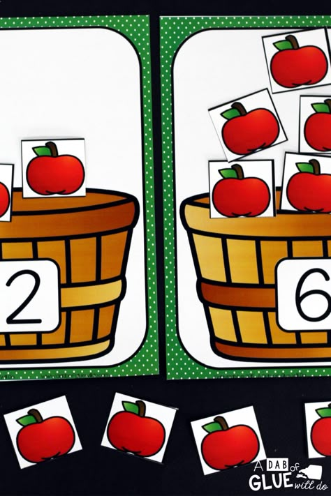 Preschool Apple Worksheets, Apple Alphabet Match, Preschool Apple Theme Activities, Apple Centers, Apple Math Centers, Math Apple Activities, Apple Literacy, Playing Preschool, Apple Theme Activities