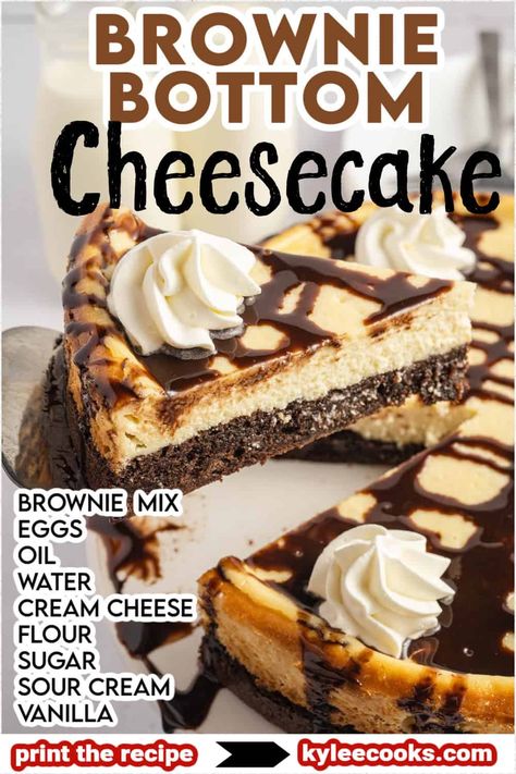 Brownie Bottom Cheesecake: A delicious combo of fudgy brownies and creamy cheesecake. Perfect for dessert lovers! 🍫🍰 Brownie Bottom Cheesecake Recipe, Brownie Bottom Cheesecake, Dessert Favorites, Cheesecake Lemon, Easy Brownie, Cheesecake Layer, Cheesecake Brownie, Brownie Cheesecake, Fudgy Brownie