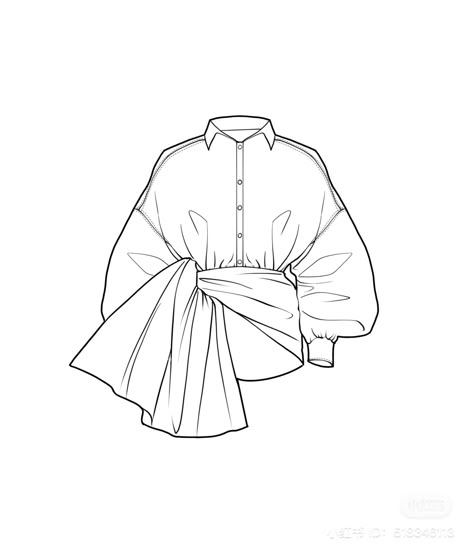 Puffy Sleeve Drawing, How To Draw Collared Shirts, Hat Sketches Design, Shirt Sketch Drawing, Shirt Flat Drawing, Simple Fashion Illustration, Shirt Fashion Illustration, Shirts Sketch, Shirt Technical Drawing