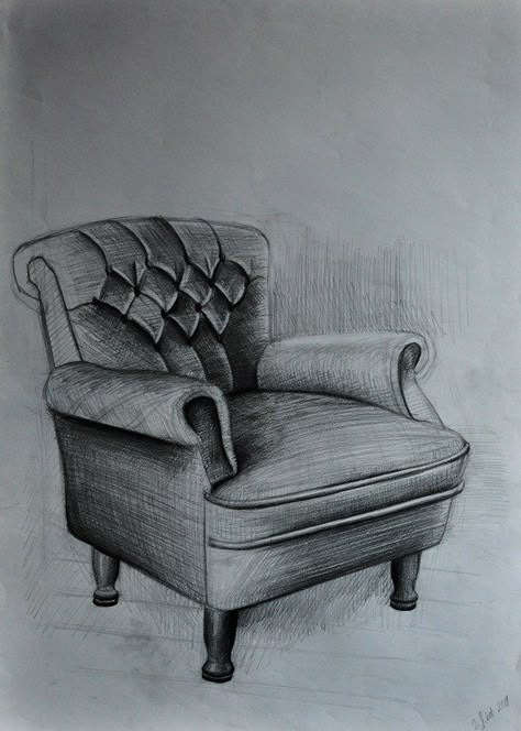 Live Sketching Objects, Object Drawing Pencil, Furniture Sketches, Live Sketching, Chair Drawing, Shading Drawing, Structural Drawing, Alpona Design, Furniture Design Sketches