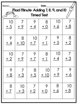 Printable Mad Minute Addition Timed Tests- 6 pages. Kindergarten-1st Grade Math. | 1st grade math, Mad minute math, Math timed tests Minute Math Worksheets, Mad Minute Math, Worksheets 1st Grade, Math Pages, Math Fact Fluency, Free Kindergarten Worksheets, 1st Grade Math Worksheets, Math Notes, Sight Word Worksheets