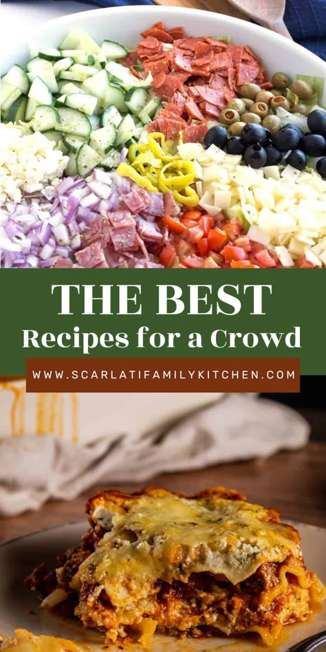 Looking for easy and delicious recipes for cooking for a crowd? Check out these 16 crowd-pleasing dishes that will impress your guests. Delicious Meals For A Crowd, Lunch For Big Group, Best Crowd Pleasing Recipes, Dinner Recipes For A Large Group, Meal For 12 People, Italian Dinner Ideas For A Crowd, Lunch Ideas For Big Family, Feeding A Crowd On A Budget Parties, Simple Meals For A Crowd