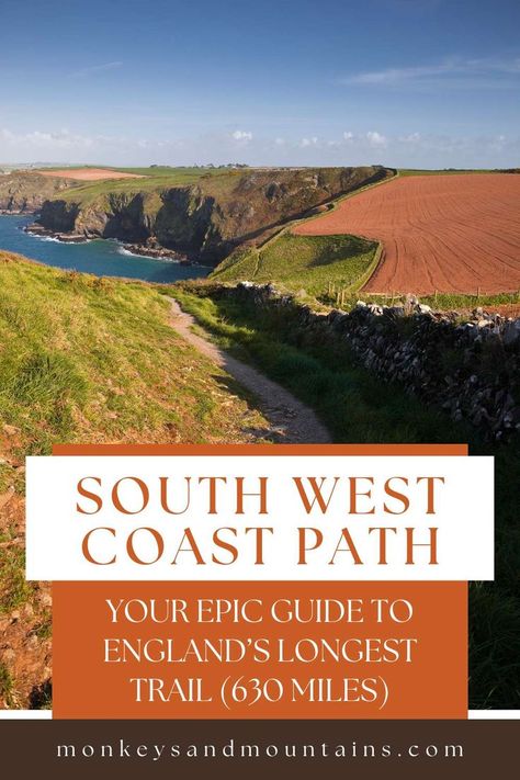 The South West Coast Path is one of the most spectacular walking trails in England. It’s also the longest, stretching 630 miles (1014 km) along the rugged and beautiful coastline from Somerset to Dorset. #southwestcoast #southwestcoastpath #england #unitedkingdom #trail #coastal #coastalaesthetic #hiking Walking Trail, South West Coast Path, Long Trail, Hiking Routes, Walking Routes, Mountain Hiking, Explore Nature, Walking Trails, South West