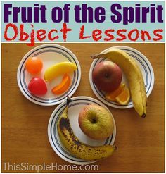 This Simple Home: Fruit of the Spirit Object Lesson Perfect object lesson for week 1 and a fun snack/lesson for week 4! Fruit Of The Spirit Vbs Decorations, Fruit Of The Spirit Lessons, Bible Snacks, Awana Games, Childrens Bible Study, Sunday School Object Lessons, Bible Study Worksheet, Youth Lessons, Children Ministry