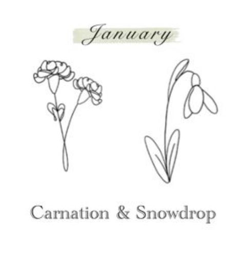 Snow Drop And Carnation Tattoo, Snow Drop Flower Tattoo, Snow Drops Flowers, Carnation Tattoo, Bone Tattoo, Snow Drop, Bone Tattoos, Snow Drops, Collar Bone Tattoo