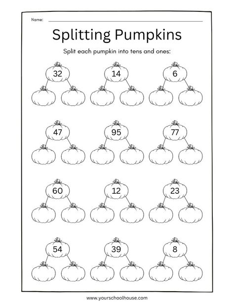 Free Printable PDF Halloween Math Worksheet Homeschool First Grade, Third Grade Homeschool, Pumpkin Investigation, Easy Math Worksheets, Expanded Notation, Halloween Math Worksheets, Pumpkin Math, Free Math Printables, Math Worksheets For Kids