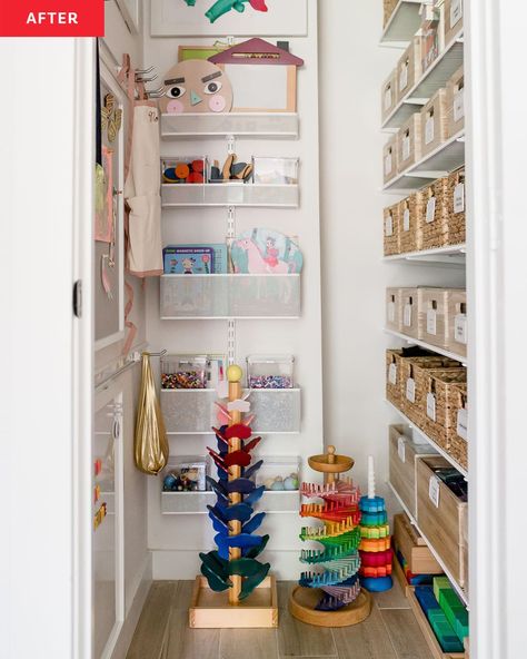 Toy Storage Closet, Toy Closet Organization, Elfa System, Toy Room Storage, Toddler Room Organization, Toy Cupboard, Toy Closet, Playroom Closet, Elfa Closet