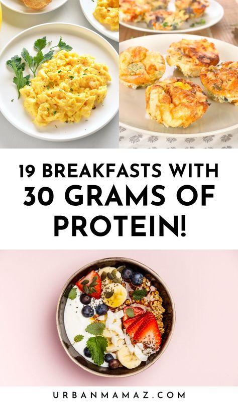 Looking for breakfasts with 30 grams of protein? Check out this list of 19 high protein breakfast ideas that will keep you fueled all day long. Best Breakfasts Healthy, Fibre Breakfast Ideas, High Protein School Breakfast, Breakfast With Fiber And Protein, Simple Healthy Protein Meals, Week Of Breakfast Ideas, Full Balanced Breakfast, Flat Belly Breakfast Ideas, Glp1 Breakfast Ideas