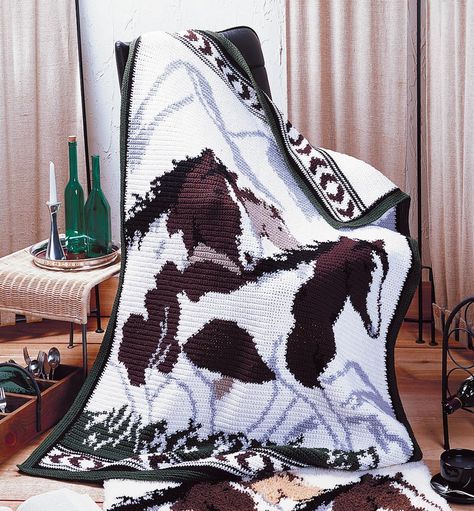 Purchase Wild Horses Afghan Pattern Crochet Horse Afghan Pattern Free, Crochet Horse Blanket Pattern, Cowboy Baby Blanket Crochet, Crochet Horse Blanket, Horse Blanket Pattern, Crochet Horses, Style Graphique, C2c Crochet Pattern Free, C2c Crochet Pattern