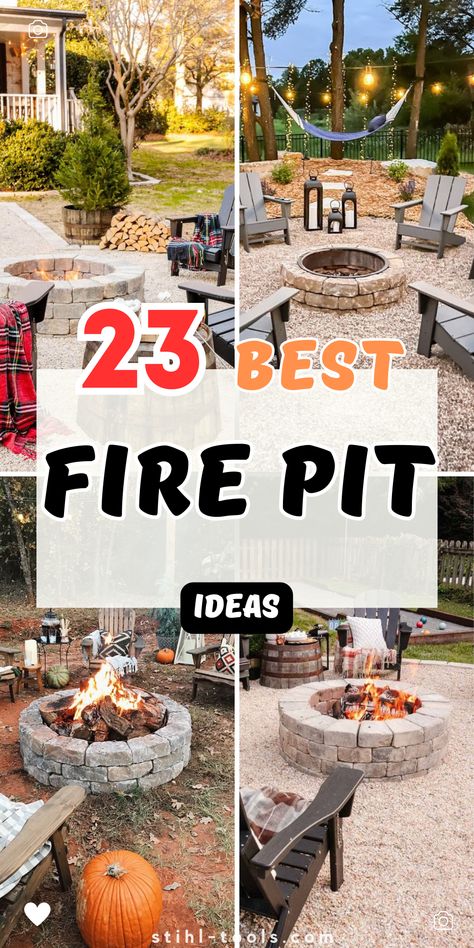 Discover how to create a stunning and cozy backyard with these 23 fire pit ideas. From simple, budget-friendly designs to elegant outdoor seating areas, these fire pits offer the perfect blend of style and functionality. Transform your garden or patio into a warm and inviting space. Diy Fire Pits, Backyard Fire Pit Ideas, Backyard Firepit Area, In Ground Fire Pit, Diy Fire Pit Ideas, Cinder Block Fire Pit, Outdoor Fire Pit Area, Fire Pit Garden, Brick Ovens