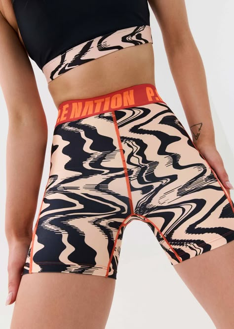 New Wave Bike Short | Liquify Print | P.E Nation – P.E Nation International Activewear Print, Sports Wear Women, P E Nation, Men's Activewear, Pe Nation, Sports Prints, The New Wave, Heavy Lifting, Ready To Wear Collection