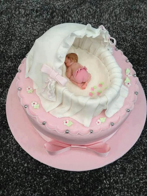 Bolos para Chá de Bebê: 35 modelos incríveis!                                                                                                                                                                                 Mais Baby Shower Sheet Cakes, Mini Torte, Baby Shower Cakes Girl, Christening Cake, Baby Cakes, Girl Cake, Cake Images, Decorated Cakes, Baby Shower Cake