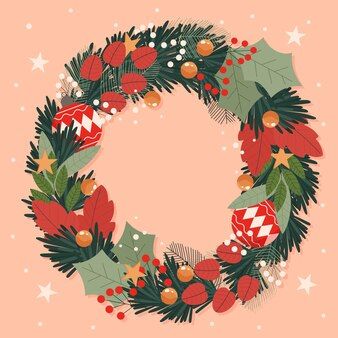 Wreath Illustration Christmas, Christmas Wreath Illustration, Advent Art, Hand Drawn Christmas, Wreath Illustration, Wreath Drawing, Advent Wreath, Vector Hand, Christmas Illustration