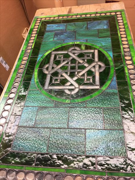 Irish - Celtic stained glass window for Irish pub Celtic Stained Glass Windows, Basement Pub, Celtic Stained Glass, Window Grids, Window Stained, Glass Designs, Irish Celtic, Irish Pub, Stained Glass Designs