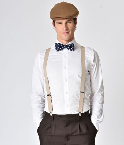 1920s Mens Clothing Taupe Adjustable Suspenders $14.00 AT vintagedancer.com Great Gatsby Outfit Men, Great Gatsby Men, Gatsby Men, 1920s Mens Clothing, Outfits With Suspenders, Suspenders Men Fashion, Gatsby Party Outfit, Gatsby Outfit, Suspenders Fashion