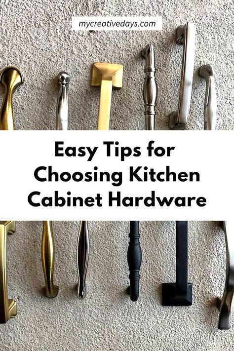 Are you looking to upgrade the look of your kitchen? If so, one of the easiest ways to do that is to change up your kitchen cabinet hardware. With the right hardware, you can easily transform the look of your kitchen cabinets from bland to beautiful. Read on to learn how to pick the perfect kitchen cabinet hardware for your space! Classic Kitchen Cabinet Handles, Simple Kitchen Cabinet Hardware, Brown Kitchen Cabinets With Silver Handles, Kitchen Handles Ideas White Cabinets, Dark Hardware Kitchen, Update Kitchen Cabinet Pulls, White Cabinets Kitchen Silver Hardware, How To Pick Handles For Cabinets, Hardware For Dark Wood Cabinets Farmhouse