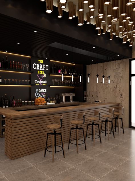 Lounge And Restaurant Design, Restobar Ceiling Design, Bar Colours Interior Design, Local Bar Interior Design, Bar And Grill Interior Design, Hotel Bar Design Modern, Aesthetic Bar Design, High End Bar Design, Cafe And Bar Design