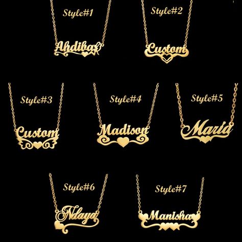 Buy 10K Solid Gold Customized Name Necklace Jewelry Personalized online on Etsy India. Shop for handmade, vintage and unique Monogram & Name Necklaces items from EmpireJewelryDesign online on Etsy Necklace Name Design, Customized Name Necklace, Custom Gold Jewelry, Nameplate Necklace Gold, Latina Jewelry, Name Necklaces, Mexican Jewelry, Gold Name Necklace, Jewelry Accessories Ideas