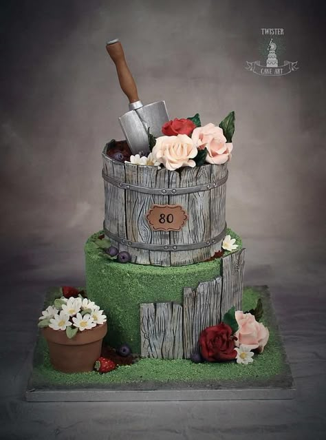 Flower Garden Cake Ideas, Garden Cake Ideas, Flower Garden Cake, Gardening Cake, Garden Birthday Cake, Flower Pot Cake, Crazy Wedding Cakes, Whimsical Wedding Cakes, Pot Cake