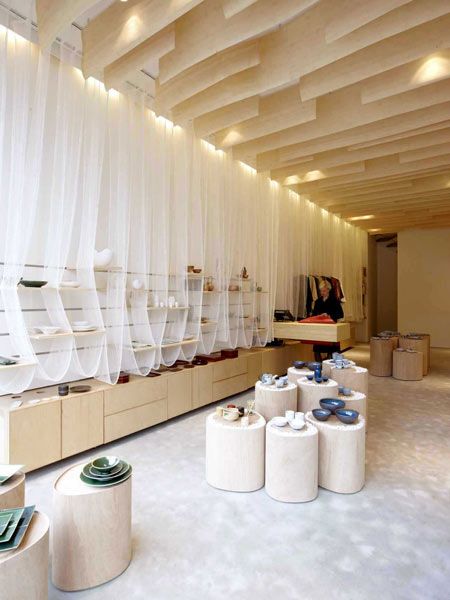 Ceiling Study: 5 Retail Ceilings That Will Blow You Away - JCK Display Visual Merchandising, Fabric Ceiling, Japanese Shop, Interior Design Minimalist, Retail Interior Design, Retail Inspiration, Fabric Display, Retail Store Design, Retail Interior