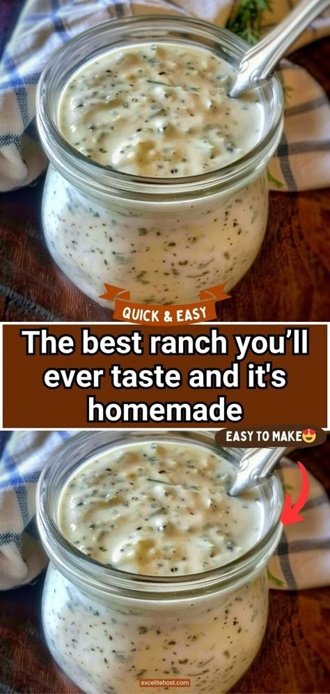 The best ranch you’ll ever taste and it's homemade Homage Ranch Dressing, Best Ranch Dressing Recipe, Restaurant Ranch, Ranch Dressing Recipe Homemade, Buttermilk Ranch Dressing, Granulated Garlic, Salad Dressing Recipes Healthy, Homemade Dressings, Ranch Dressing Recipe