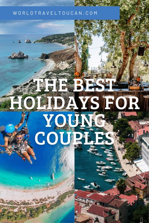 Shows four different holiday destinations Best Couple Holiday Destinations, Summer Destinations Europe, Couples Holiday, Best Vacation Destinations, Short Vacation, Europe Holidays, Adventure Holiday, Summer Destinations, Travel Locations