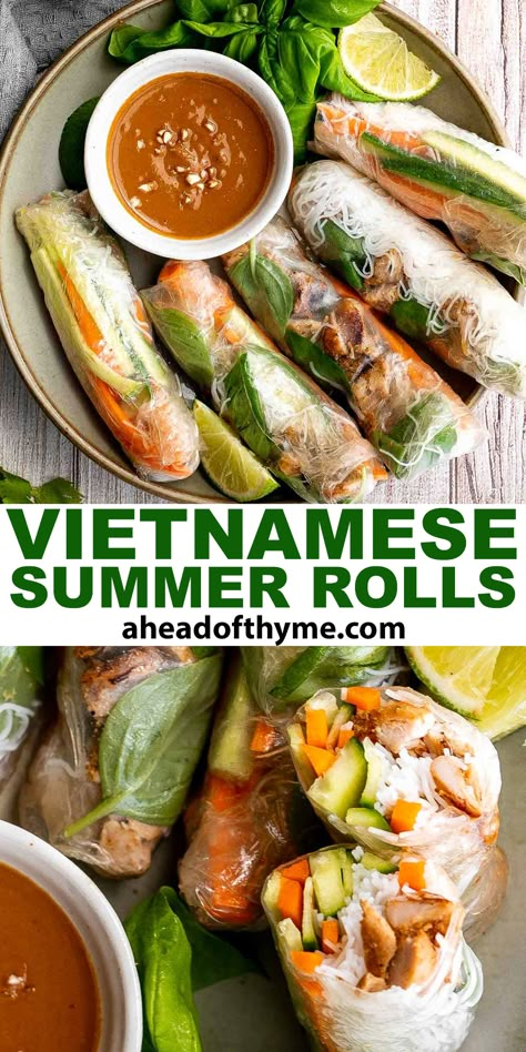 Healthy Spring Rolls, Vietnamese Summer Rolls, Salad Rolls, Spring Roll Recipe, Summer Rolls, Think Food, Vietnamese Food, Asian Foods, Vietnamese Recipes