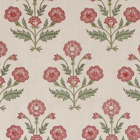 INDIAN POPPY — Pukka Print Linen Textile Patterns Design Prints, Floral Textile Prints, Indian Floral Pattern, Trim Lighting, Indian Textile Design, Wallpaper Trim, Puffy Quilt, India Rose, Textile Studio