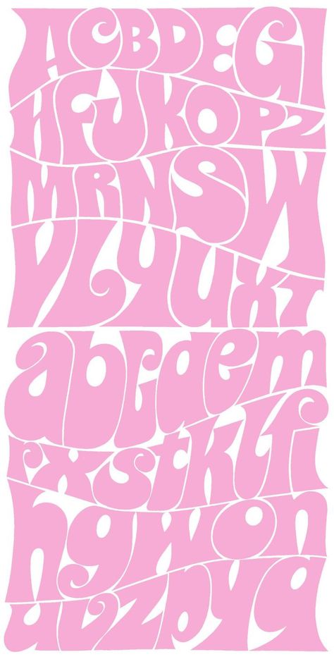 Trippy Fonts Alphabet, Graphic Design Fonts Alphabet, Artsy Fonts, Fat Font, Alfabet Font, Pink Typography, Typography Drawing, Design Alphabet, Funky Fonts