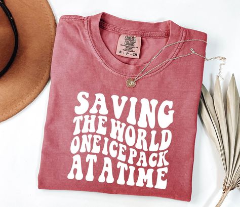 Saving The World One Ice Pack At A Time Shirt, Personalized School Nurse Shirt, School Nurse T Shirt, School Nurse Comfort Color Shirt School Nurse Shirt, Comfort Colors Tshirt, Notes Design, Nursing Tshirts, Comfort Color, Nursing Shirts, Nursing School, Graphic Tees Women, First World